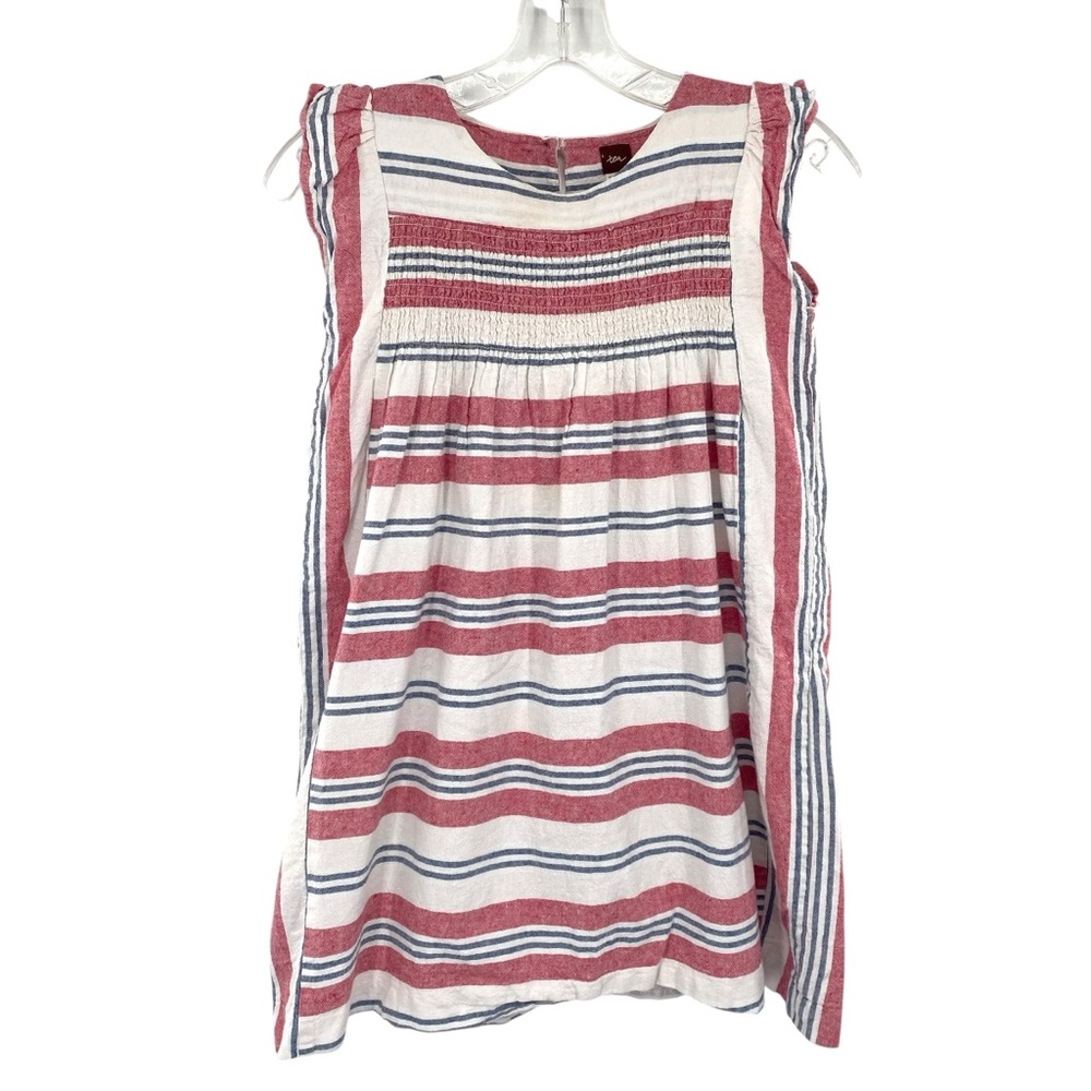 Tea Collection Striped Smocked Linen Cotton Dress Size 12
